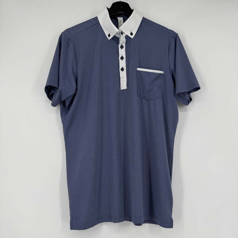 State & Liberty Contrast Collar Short Sleeve Polo Shirt Medium Button Pocket